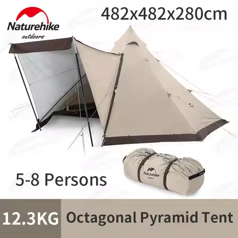Naturehike Ranch Pyramid Tent Expanded Teepee Tipi Octagonal Tent for 5-8 People Family Camping Outd