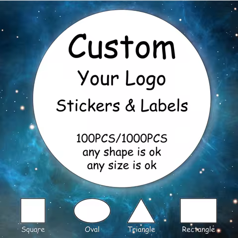 100PCS Custom Round Square Rectangle Oval Label Sticker Logo Stickers Personalized Packaging Label D