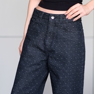 JE21 - Limited Edition* Woven polka dot baggy jeans (มีtextureถักลายจุดในเนื้อผ้า จะหนากว่าและสัมผัส