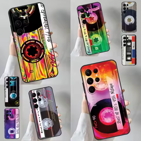 90s Retro Cassette Tape Phone Case For Samsung Galaxy S23 Ultra S22 S21 S20 FE S9 S10 Plus Note 10 2