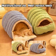 Checkered cat bed warm and enclosed pet bed in winter secure cat bed small dog cat bed pet bed