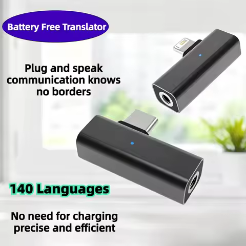 Real Time Translation AI Translator 140 Languages Portable Type-C Adapter, Universal Headphone Suppo