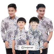 Short Sleeve Father Son COUPLE BATIK Shirt, Men's PUSER NAVY BATIK Shirt, Father COUPLE Boy Shirt, Family BATIK Shirt, BATIK Uniform, Light Gray BATIK COUPLE