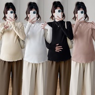 Áo Len Dệt Kim Dài Tay Mùa Thu Đông Cho Bà Bầu Áo Sơ Mi Cơ Bản Đa Năng Áo Chui Đầu Cổ Tròn Đa Năng C