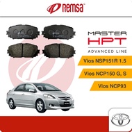 REMSA Front Brake Pads (1 set) - Compatible with TYT Vios'07 NCP93 F,G,S, Vios NCP150, NSP151R G,S, 