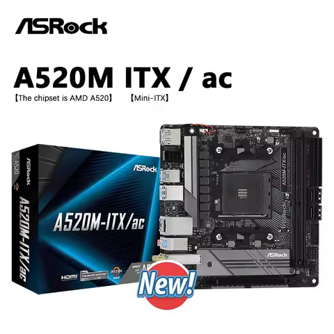 ASROCK New A520M ITX / ac Mini-ITX AMD A520 DDR4 4733+(OC) MHz USB3.2 Max-64G Double Channel Socket 