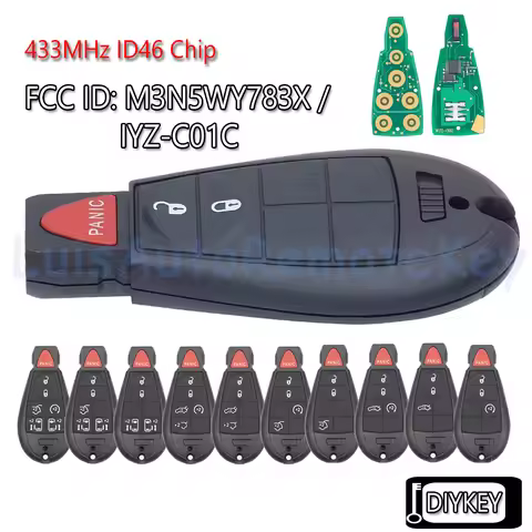 3 4 5 6 7 Buttons Remote Car Key Fob 433MHz ID46 Chip for Dodge Caravan for Chrysler Town & Country 