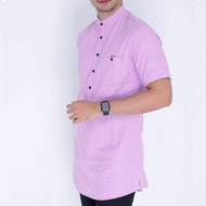 Kurta Lengan Pendek Lilac Murah Cotton Oxford Premium