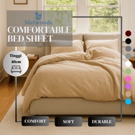 40CM HEIGHT COMFORTABLE PLAIN BED SHEET | BED SHEET | BONUS PILLOWCASE AND BOLSTER | Size 90x200 100