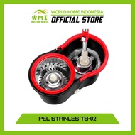 Spin Mop Stainless Alat Pel Putar Otomatis Tanpa Pakai Tangan Stainless Steel Lantai Super Bersih + 