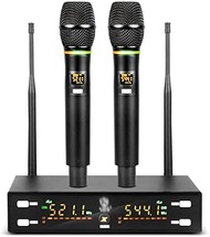 WZHZJ Wireless Microphone Professional Karaoke Metal Body Frequency Adjustable 80M Distance for Stage Show Party Meeting