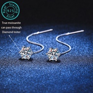 0.8CT genuine GRA moissanite earrings, fashionable six claw S925 silver women's diamond ear line