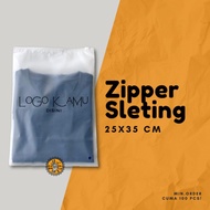 zipper bag / zipper pouch / zipper sleting 25x35 cm plus sablon custom