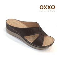 OXXO รองเท้าเพื่อสุขภาพ รองเท้าแตะ ส้นเตารีด แบบสวม ปรับความกระชับได้ งานเย็บมือทนทาน มีปุ่มนวดเท้า สวมใส่สบาย น้ำหนักเบามาก1A6213