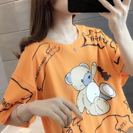 H W shop เสื้อยืดแฟชั่นผู้หญิงลายทางแขนสั้นคอกลม เนื้อผ้าดีใส่สบาย! New Fashion womens #HAN SY SOCIE