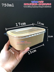 50 Hộp giấy bento 750ml đựng cơm mang đi - nướng bánh - chân gà sả tắc - hộp giấy chữ nhật