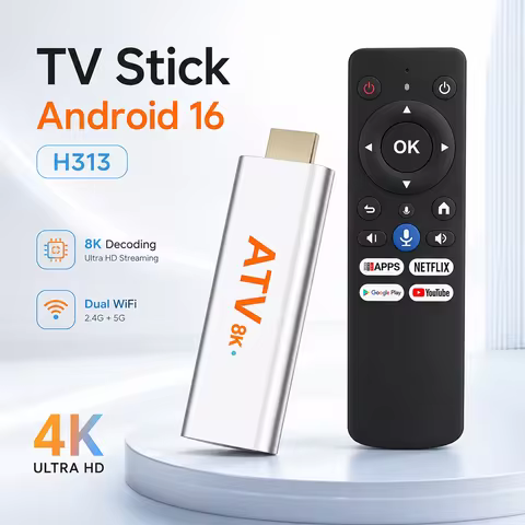 Android 16 TV Stick Allwinner H313 Quad Core 4K Ultra HD Ram 4GB 8GB Rom 64GB 128GB 2.4G&5G WiFi HDM