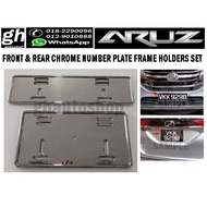 ARUZ front & rear number plate part chrome frame holders set (2pcs)