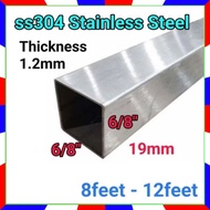 6/8" x 6/8'(19mm) STAINLESS STEEL Hollow (Thickness 1.2mm) 8feet-12feet (SP8)