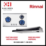 RINNAI RH-S309-GBR-T SLIMLINE HOOD + RB-93TS 3 BURNER STAINLESS STEEL BUILT-IN HOB BUNDLE