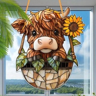 A 0.3cm Thick Acrylic Wall Decor Featuring A Scottish Highland Cow, Using 2D Flat Printing Technolog
