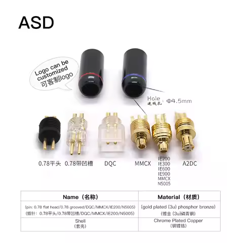 HAKUGEI ASD DIY Custom Pin 0.78 Mmcx Qdc Flat 0.78 Ie200 Ie600 Ie900 A2DC N5005