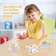 3D Wooden Puzzles Cartoon Animals Kids Cognitive Jigsaw Puzzle Wooden Toys for Children Baby Puzzle Toy Games