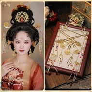 Kostum Kuno Tudung Kepala Hanfu Mahkota Phoenix Gaya Kuno Dinasti Tang Gundik Mulia Set Penuh Akseso