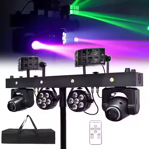 1Set With Mobile Bracket 2x30w Spot Moving Head + 6x5w Par + 10w RGBW Butterfly Strobe 4in1 Stand Dj