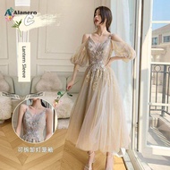 ALANERO Plus Size Lace wedding dress for civil wedding 2022 bridal gown for bride ninang casual spon