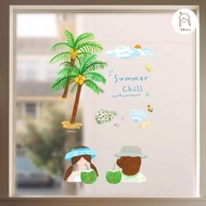 夏日鉋冰系列插畫玻璃靜電貼PVC 夏日窗貼窗花玻璃貼紙