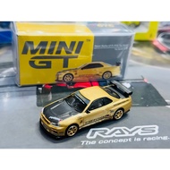 Model Car MINI GT Nissan Skyline GT-R R34 Top Secret Top Secret Gold Japan Exclusive 1/64 รถของเล่น 
