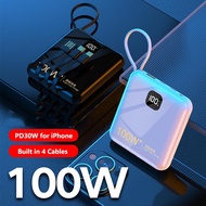LP-6 ALI🌹Portable Power Bank 10000mAh Mini Powerbank PD30W Fast Charge USB A TPYE C LIGHTNING 4Cable LED Lamp Universal