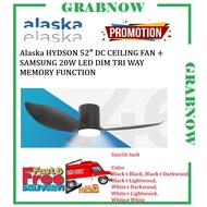 Alaska E-HYDSON 52″ DC CEILING FAN + SAMSUNG 20W LED DIM TRI WAY MEMORY FUNCTION