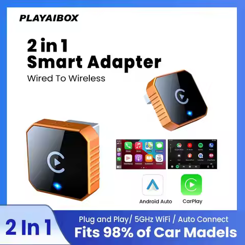 2in1 Wireless CarPlay Android Auto Adapter Plug & Play WIFI Bluetooth Auto Connect For 99% OEM Wired