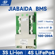 JIABAIDA BMS 4S 12V LiFePo4 BMS Smart BT UART 3S 60A 100A 120A 150A Lithium Battery Protect Board