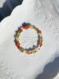 落日餘暉//金太陽石貔貅 金太陽 沙弗萊 黃膠花 手鍊 客製