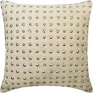 The HomeCentric Ivory 26"x26" (65x65 cm) Cushion Cover, Velvet Dotted, Beaded & Gold Foil Throw Cush