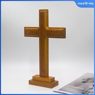 [RazecaMY] Wooden Standing Altar Cross w/ Stand Double-Sided Display Table Cross for Home Chapel Dec