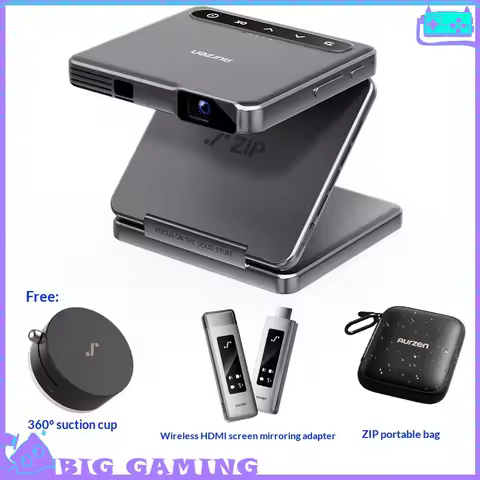 ZIP Projector DLP Mini Portable Wireless HDMI Same Screen 360 ° Suction 24W PD Fast Charging For IOS