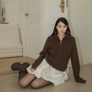 สเวตเตอร์ไหมพรม ZIP SWEATER สีน้ำตาล  ผ้าดีมากค่ะ ไซส์ผู้หญิง