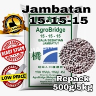 Baja Agrobridge Jambatan baja NPK 15-15-15  5kg Fertilizer Baja Subur Baja DaunBaja SayurBaja Pokok