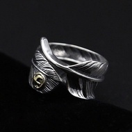 GORO'S s925 Sterling Silver Seiko Takahashi Indian Open Feather Ring
