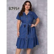 KM Fashion denimbutton down midi dress