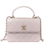 Chanel Lilac Purple Quilted Lambskin Trendy CC Top Handle Flap Bag Pale Gold Hardware