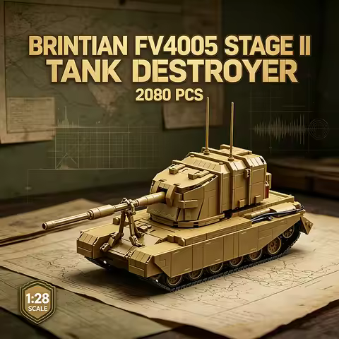 2080Pcs Britain FV4005 Stage II Tank Destroyer Building Blocks Cold War Heavy Anti-tank Gun Armored 