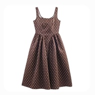 Coffee Polkadot satin LongDress 80015 (TENC)