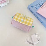 Minimalist Macaron Quilted Camera Storage Bag, Colorblock Flip Cover Portable CCD Earphone Storage P