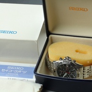 Near MINT SEIKO Chronograph 7T32-7G50 Date Black Quartz Mens Watch 1998 Full Set