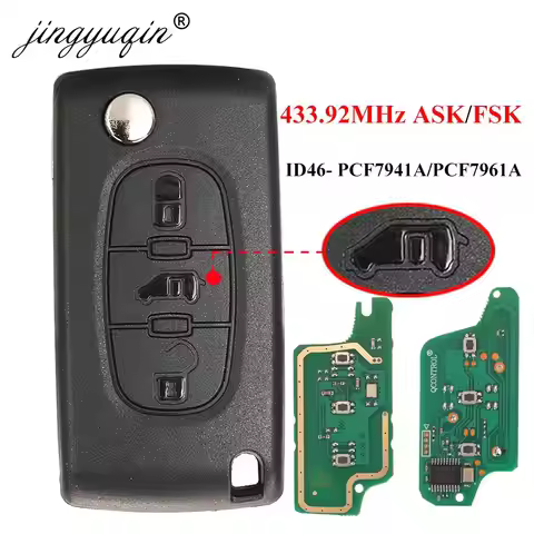 jingyuqin 433Mhz ID46 Flip Remote Car Key For (Van) Citroen Dispatch Berlingo Peugeot Expert Partner